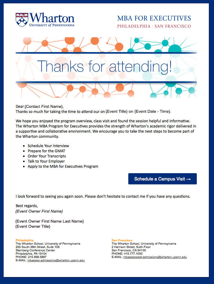 Thank You For Attending Event Email Template