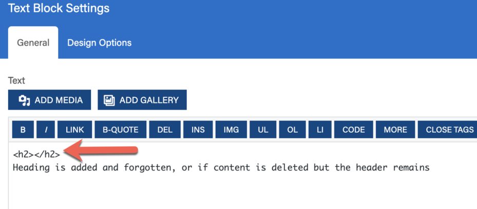Empty Header example for Wharton CMS accessibility
